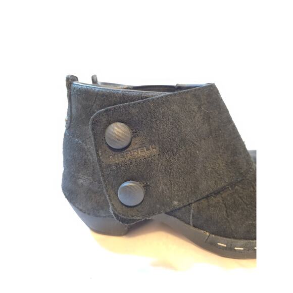 Merrell Luxe Black Button Suede Booties Ankle Womens Size 8.5 Moto Winter - Picture 2 of 16